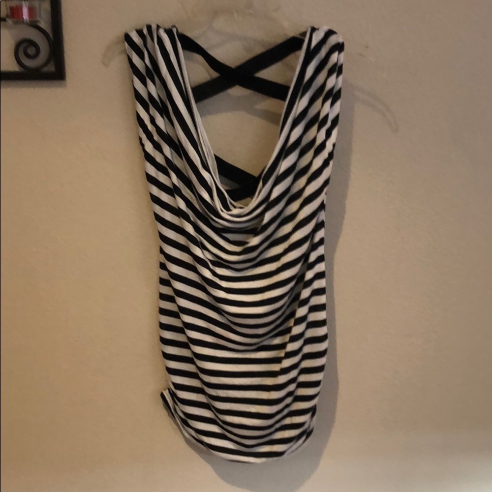 Black white cowl neck shirt. Medium Oatt brand